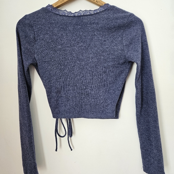 Forever 21 | Lace Trim Soft Long Sleeve Wrap Shirt | Size Small - Picture 11 of 12